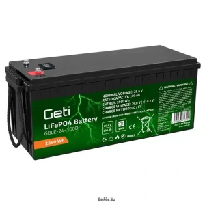 Baterie LiFePO4 25,6V 100Ah GETI GBLE-24-100D Displej