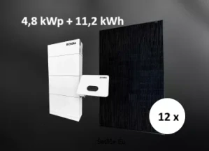 Fotovoltaická sestava – střídač 10 kW, baterie 11,2 kWh, panely 4,8 kWp 