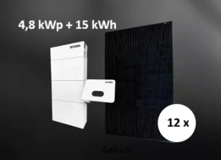 Fotovoltaická sestava – střídač 10 kW, baterie 15 kWh, panely 4,8 kWp 